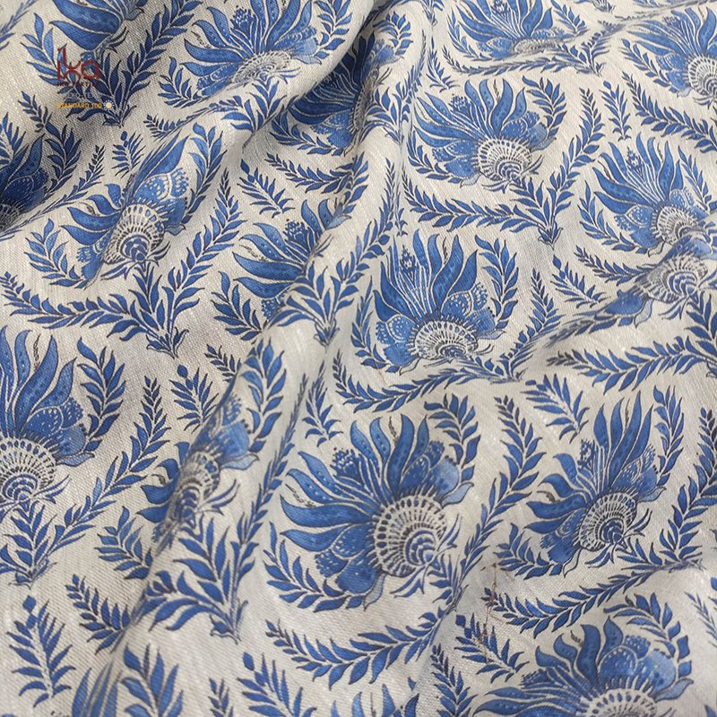 High Quality Yarn Dyed Stone Washed Botton Blend Jacquard Embroidered Linen Fabric for Clothing Printed Flower Slub Embroidery