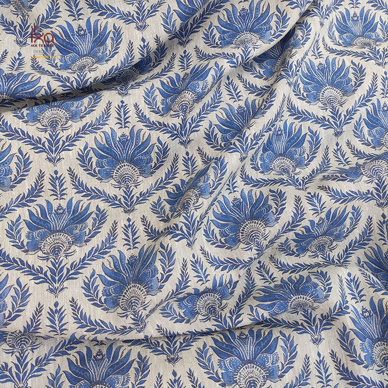 High Quality Yarn Dyed Stone Washed Botton Blend Jacquard Embroidered Linen Fabric for Clothing Printed Flower Slub Embroidery