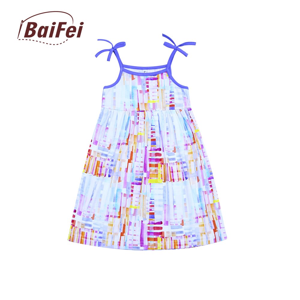 Baby Organic Cotton Soft Baby Girls Dress Short Sleeve Custom Print Baby Dresses Plain Bamboo Kids Girls Dress