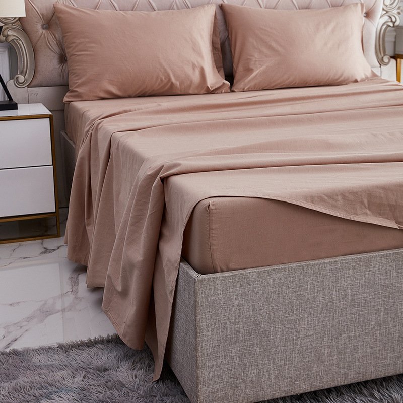 4PCS Drap Coton Fitted Bedsheet Sheets 100% Cotton Bedding Set Bed Spread Bedspread for Hotel