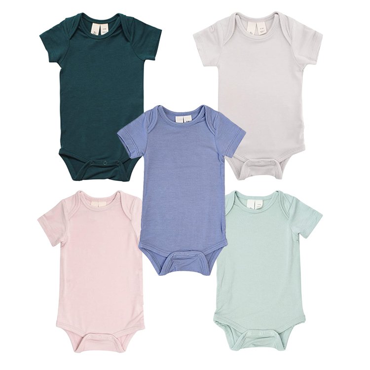 Custom Short Sleeve Baby Short Bamboo Pajamas Cotton Unisex Baby Bodysuit Rompers Summer Baby Snaps Onesie