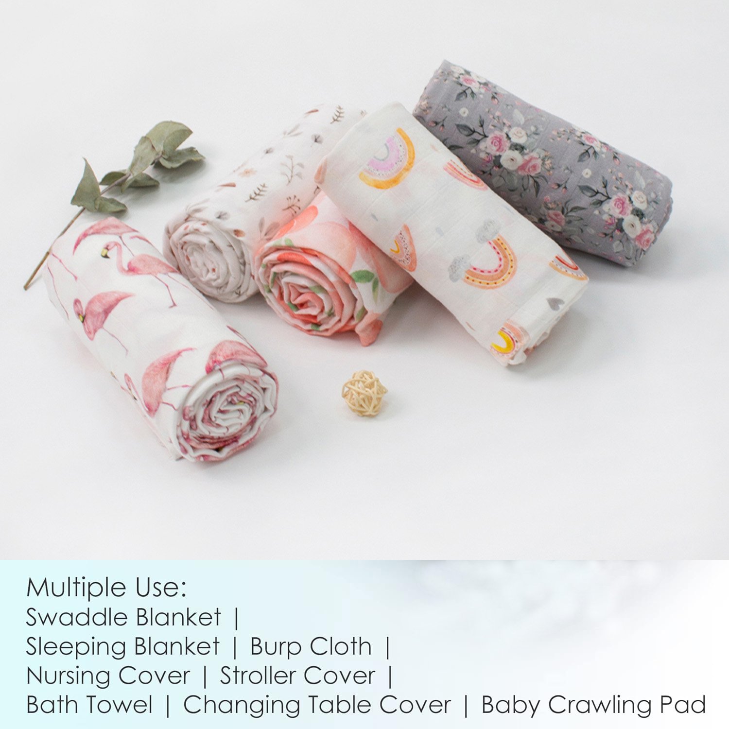 Custom 70% Bamboo 30% Organic Cotton Newborn Wrap Soft Baby Muslin Swaddle Blankets Neutral Receiving Blanket for Boys and Girls