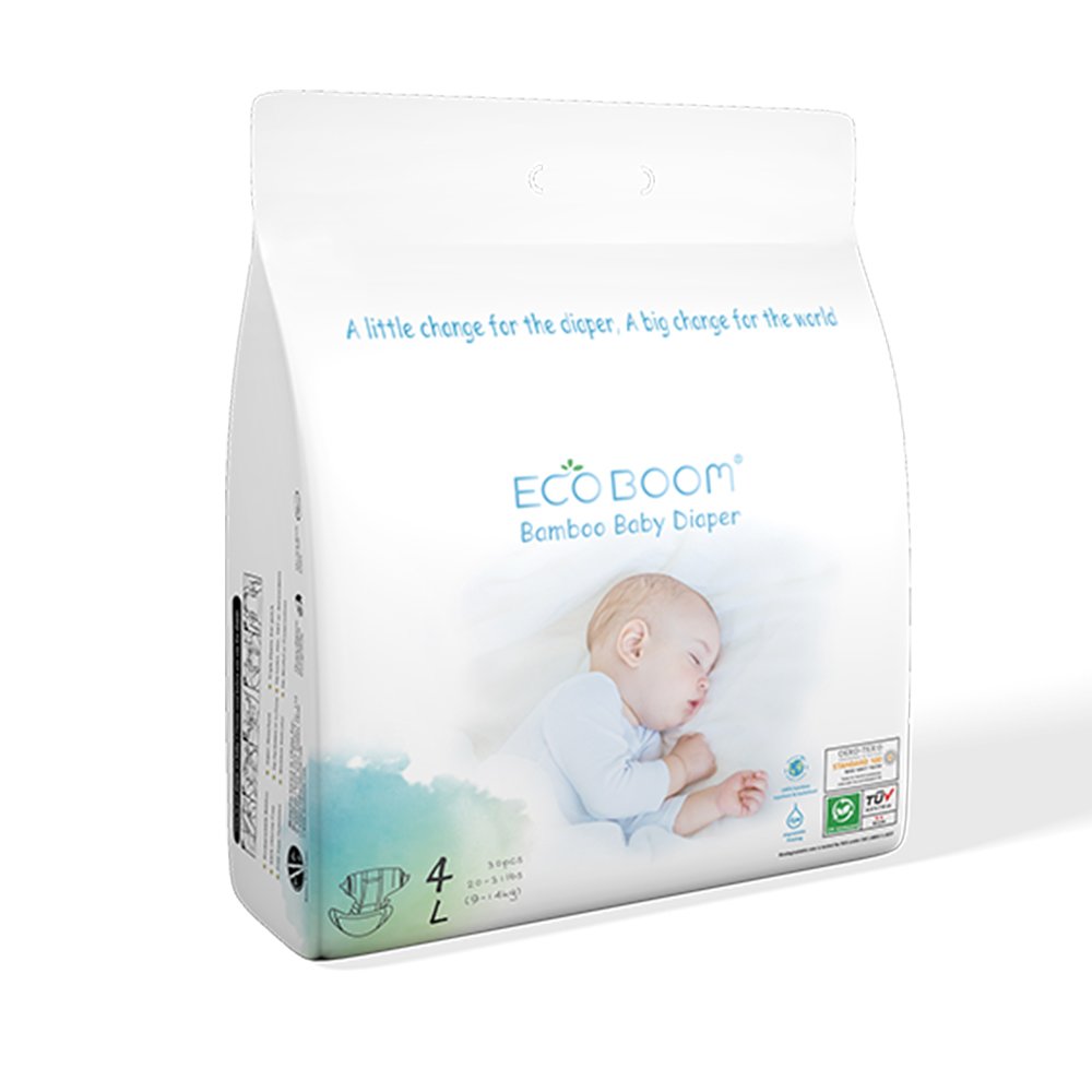 ECO BOOM Wholesale 100% Bamboo Hypoallergenic Biodegradable Disposable Prefold Baby Diaper for Sensitive Skin
