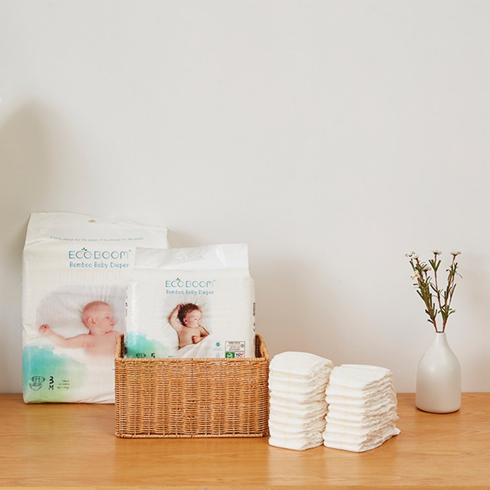 ECO BOOM Wholesale 100% Bamboo Hypoallergenic Biodegradable Disposable Prefold Baby Diaper for Sensitive Skin