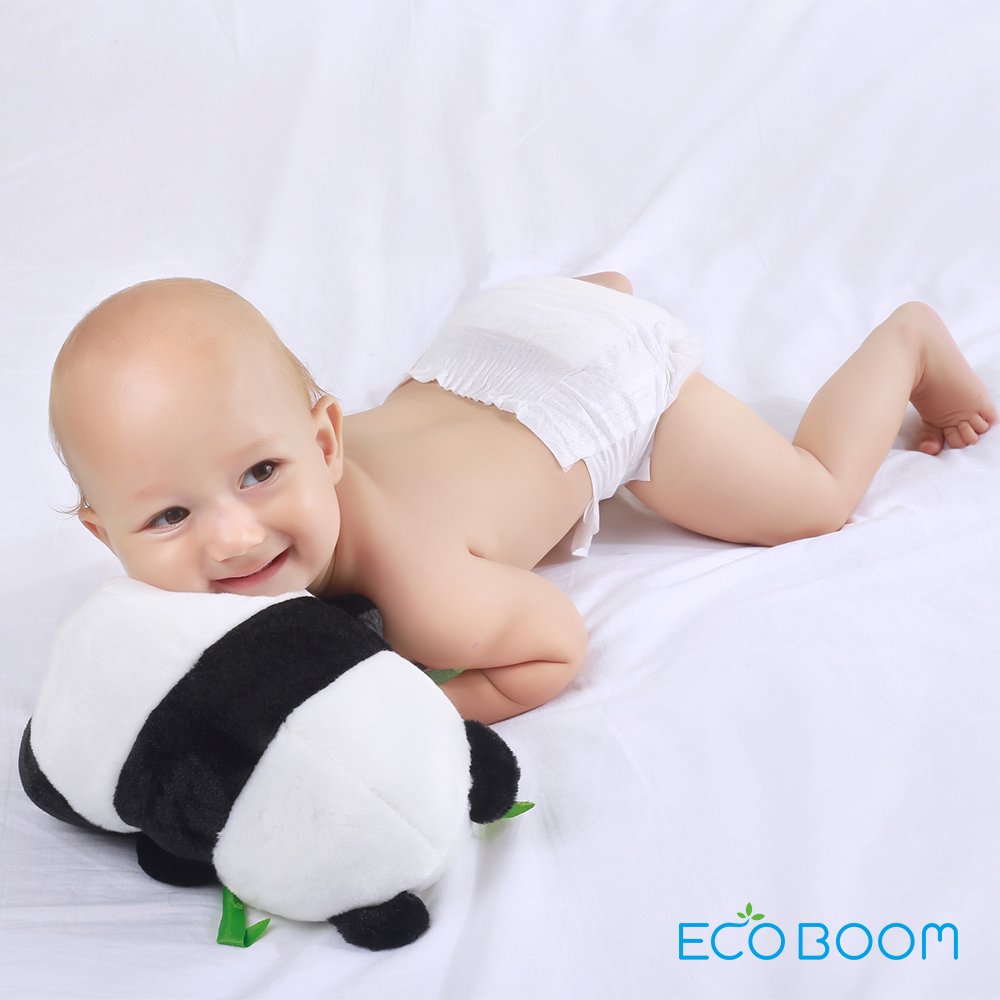 ECO BOOM Wholesale 100% Bamboo Hypoallergenic Biodegradable Disposable Prefold Baby Diaper for Sensitive Skin