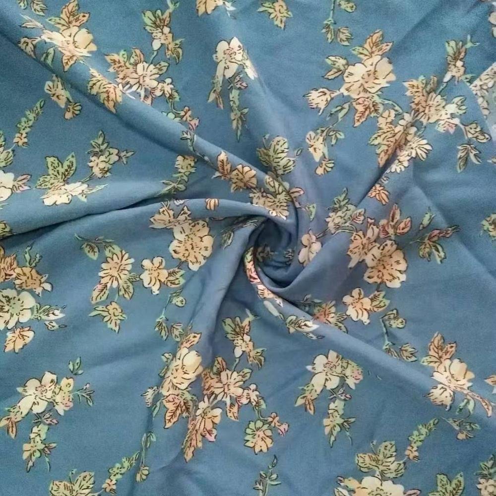 Printed chiffon crepe fabric wholesale stock dubai chiffon fabric for hijab and dress