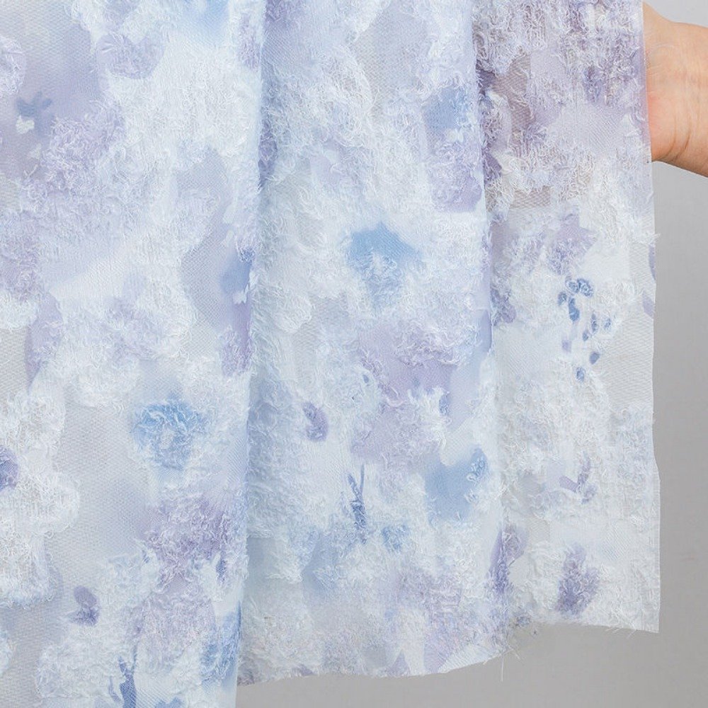 Polyester Tassel Butterfly Mesh Gauze Fabric Ink Painting Print Chinese Hanfu Embroidery Spandex Mesh fabric