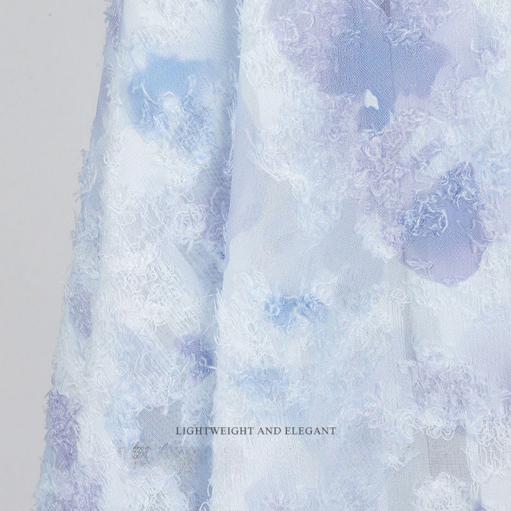 Polyester Tassel Butterfly Mesh Gauze Fabric Ink Painting Print Chinese Hanfu Embroidery Spandex Mesh fabric