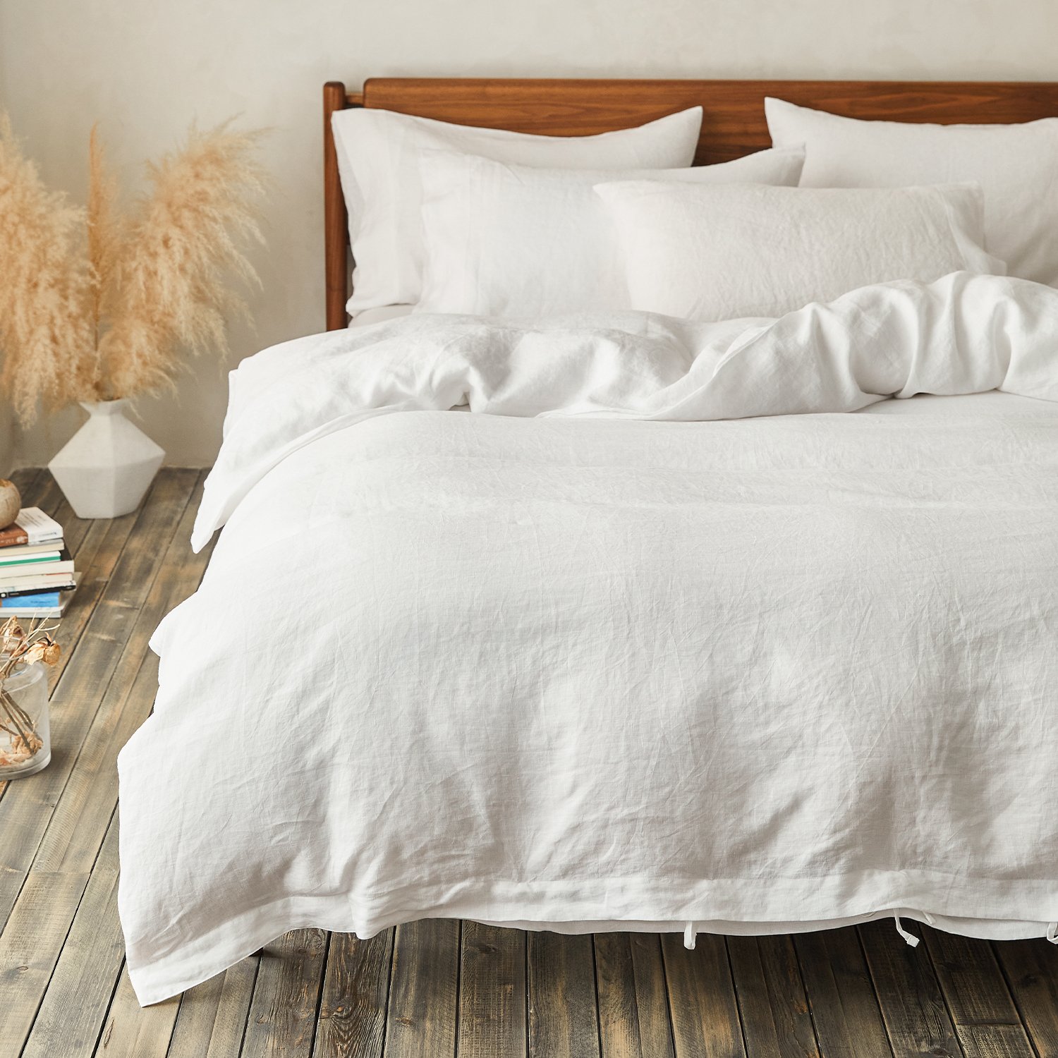 High Quality wholesaler soft luxury hotel white bed 100% linen flax duvet cover set linen quilt cover set