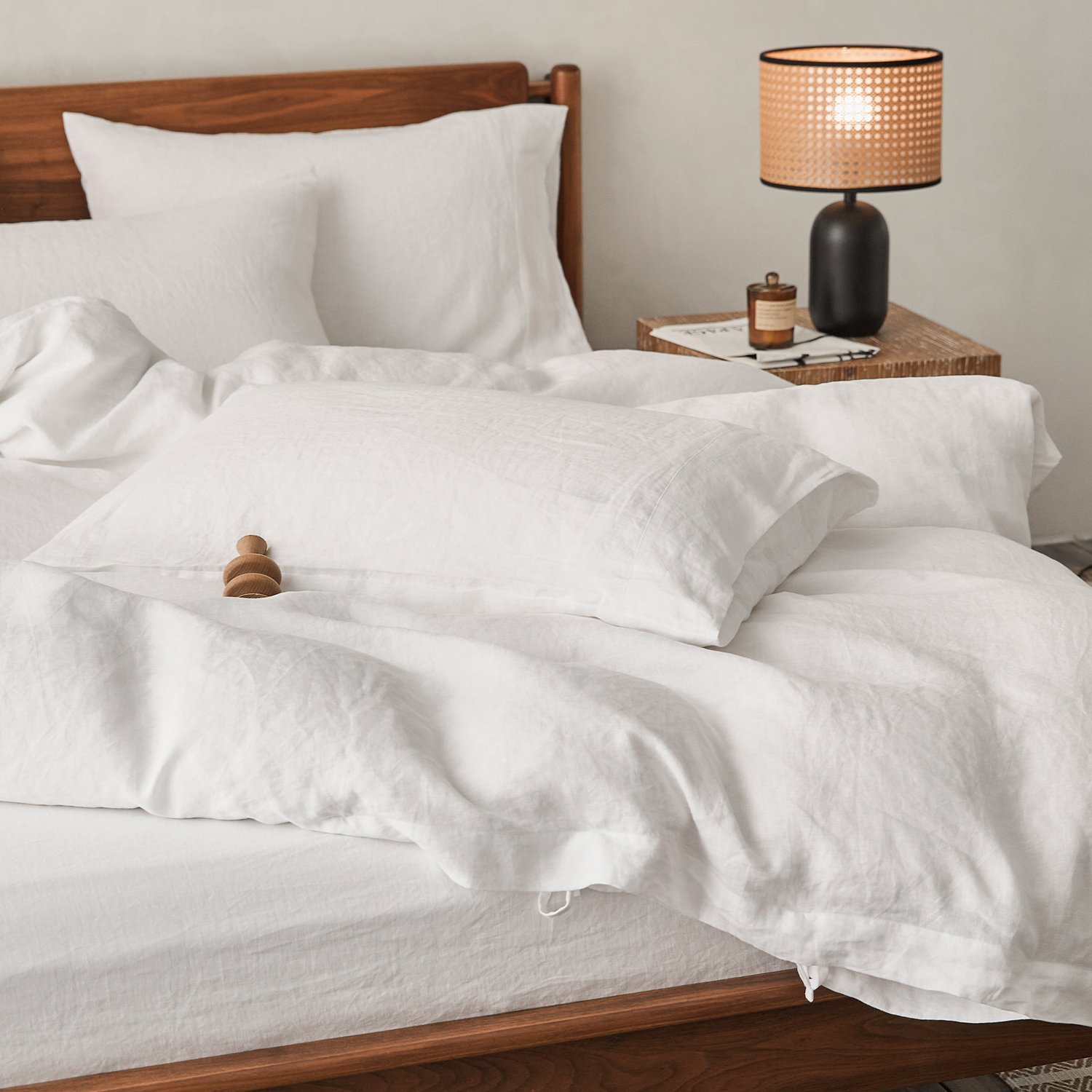 High Quality wholesaler soft luxury hotel white bed 100% linen flax duvet cover set linen quilt cover set