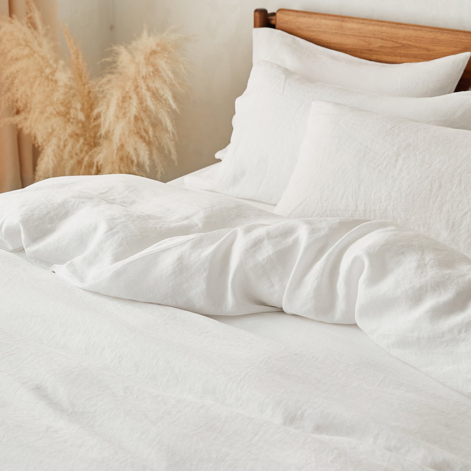 High Quality wholesaler soft luxury hotel white bed 100% linen flax duvet cover set linen quilt cover set