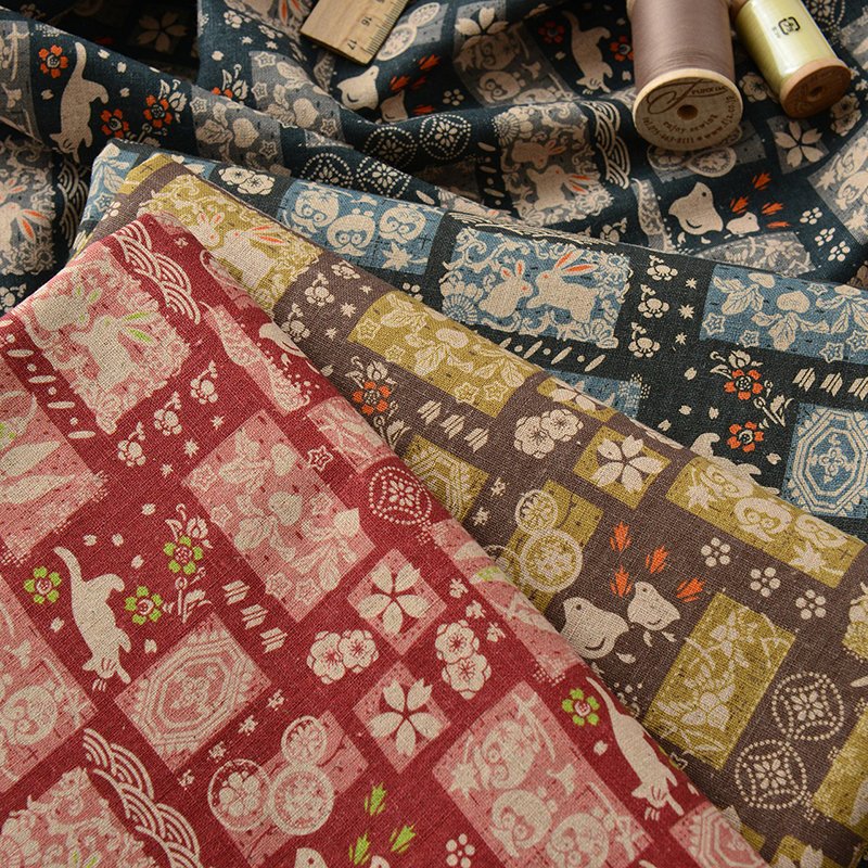 Wholesale Retro Cotton linen 20S Manual DIY Digital Printing Home Furnishing liberty london fabric Sofa cover Pillow tablecloth
