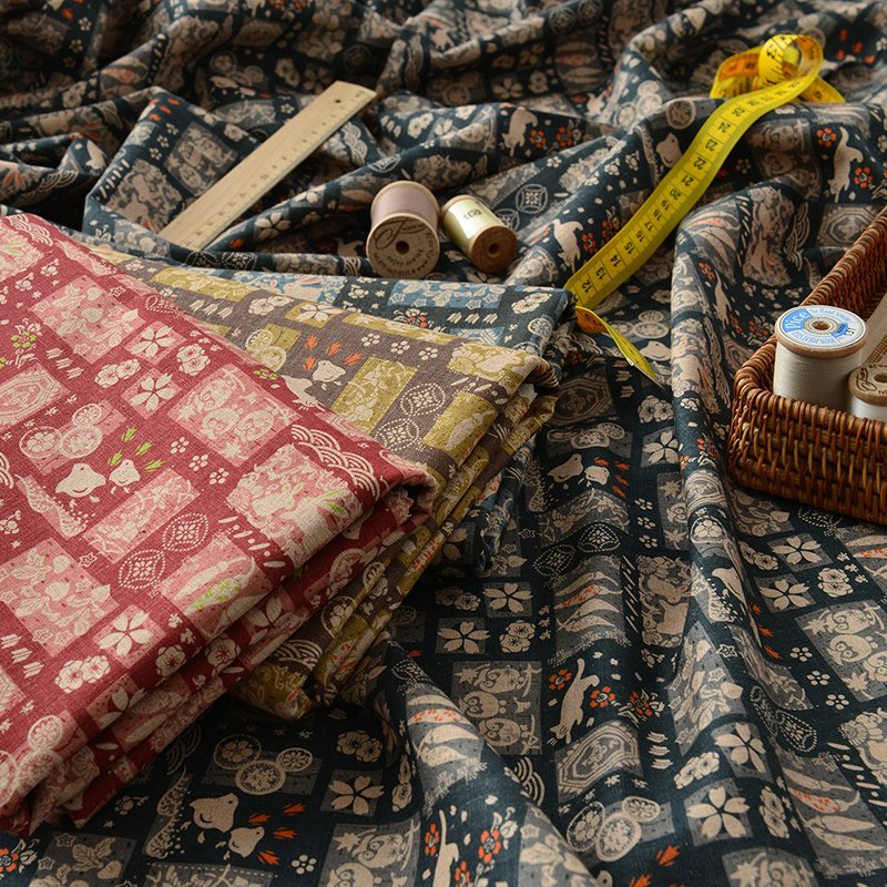 Wholesale Retro Cotton linen 20S Manual DIY Digital Printing Home Furnishing liberty london fabric Sofa cover Pillow tablecloth