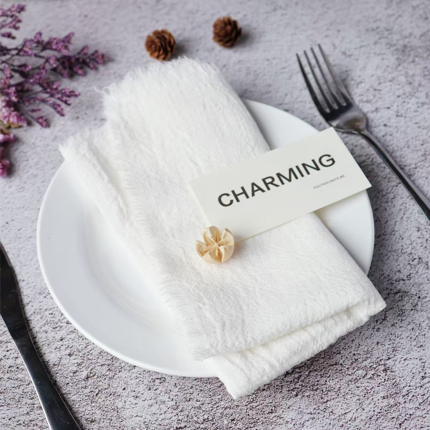Dusty Blue Linen Cheesecloth Napkin Cloth Pink Linen Napkin Cotton Cheese Cloth Fringe Table Napkin Cloth For Wedding Decoration