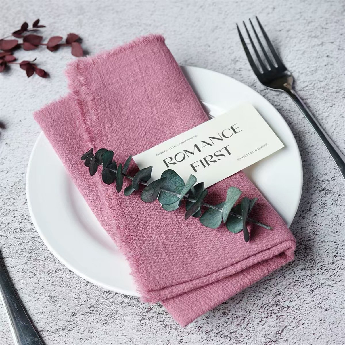 Dusty Blue Linen Cheesecloth Napkin Cloth Pink Linen Napkin Cotton Cheese Cloth Fringe Table Napkin Cloth For Wedding Decoration