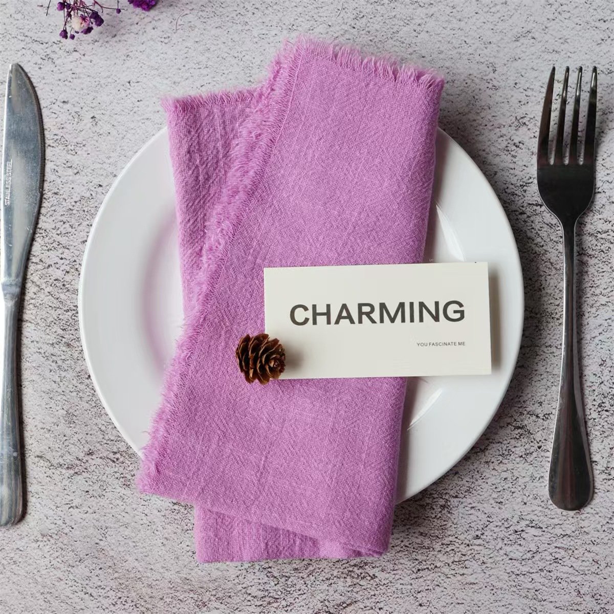 Dusty Blue Linen Cheesecloth Napkin Cloth Pink Linen Napkin Cotton Cheese Cloth Fringe Table Napkin Cloth For Wedding Decoration