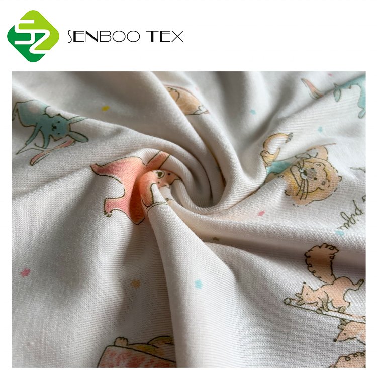 Wholesale 200gsm Breathable Fabric 95% Bamboo 5% Spandex for Printed Underwear and T-Shirts