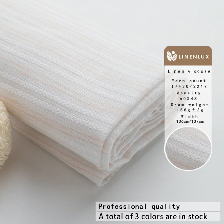 Fabric supplier promotional high quality custom yarn dyed linen viscose womens shirt wholesale fabric dress fabrics for clothing
