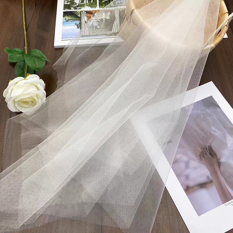 63 " White in stock Mesh polyester fabric high quality mesh fabric embroidered tulle fabric