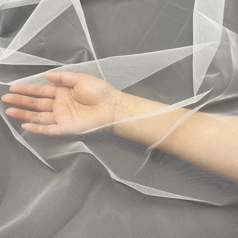 63 " White in stock Mesh polyester fabric high quality mesh fabric embroidered tulle fabric