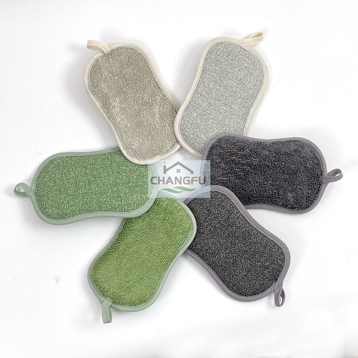 Fashion Double Sponge Cleaning Cloths Bamboo Fiber Adding PP Wire