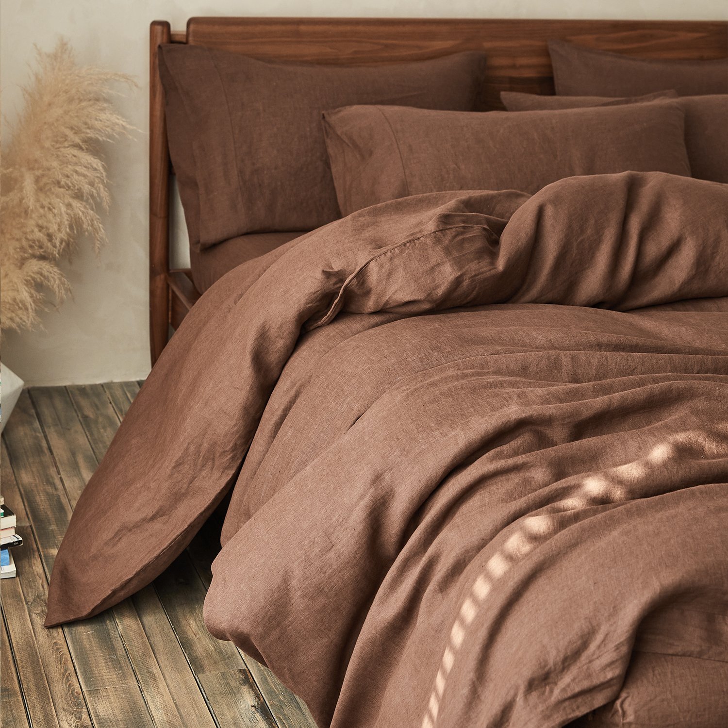 coffee hotel bedding custom color size design wholesale 100% french flax 100% linen cot quilt cover set