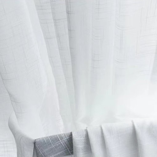 Sheer Curtain Voile Fabric 90gsm White Solid Color Sheer Voile Slub Tulle Curtain Fabric For Living Room