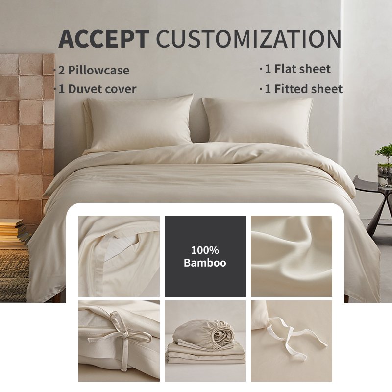 customized fashion packaging style with logo wholesale manufacturer silky feeling organic bamboo fabric bedding for bedroom