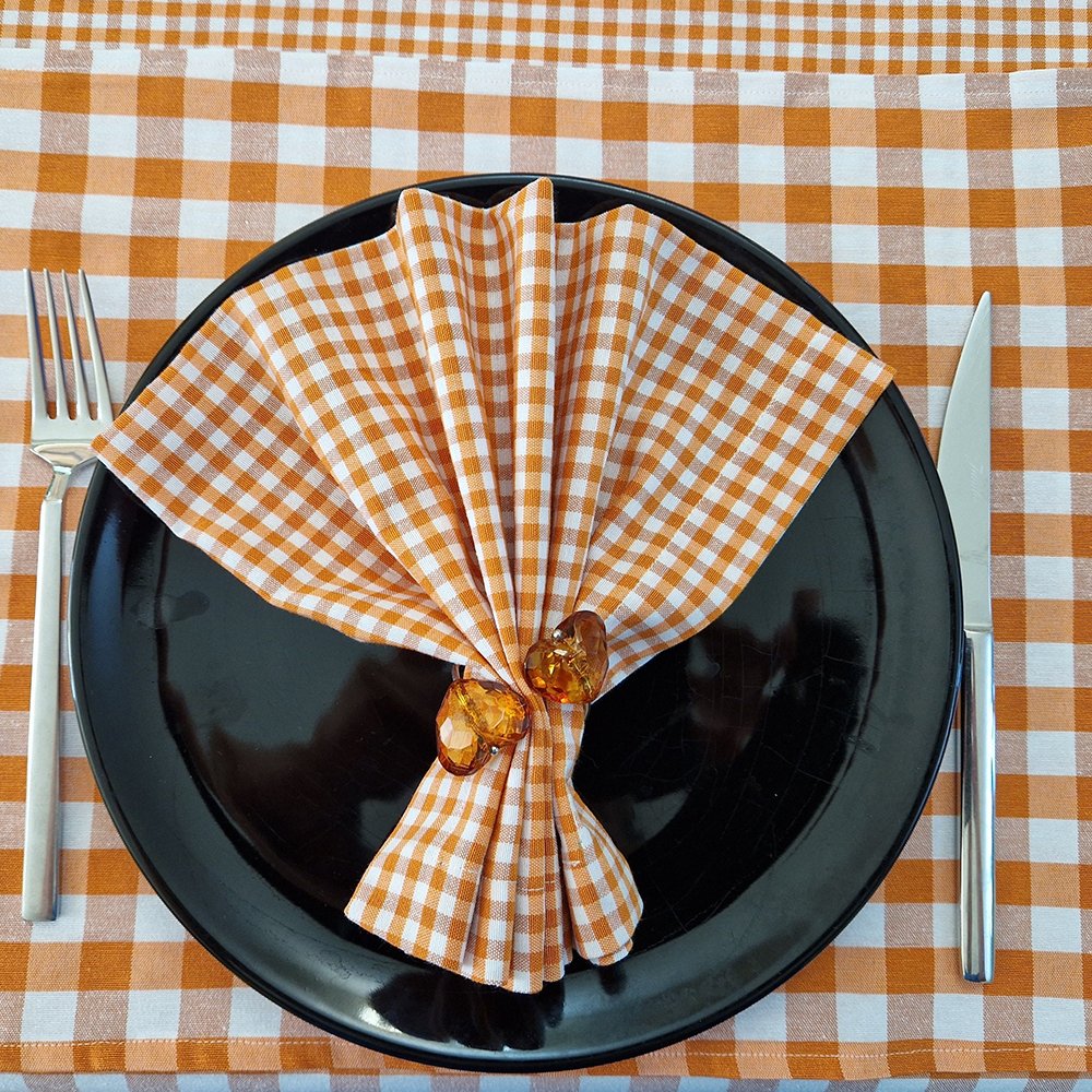 French Luxury Flax Linen Checkered napkins for wedding Embroidered grid Cotton Linen napkin fabric placemat table runner set