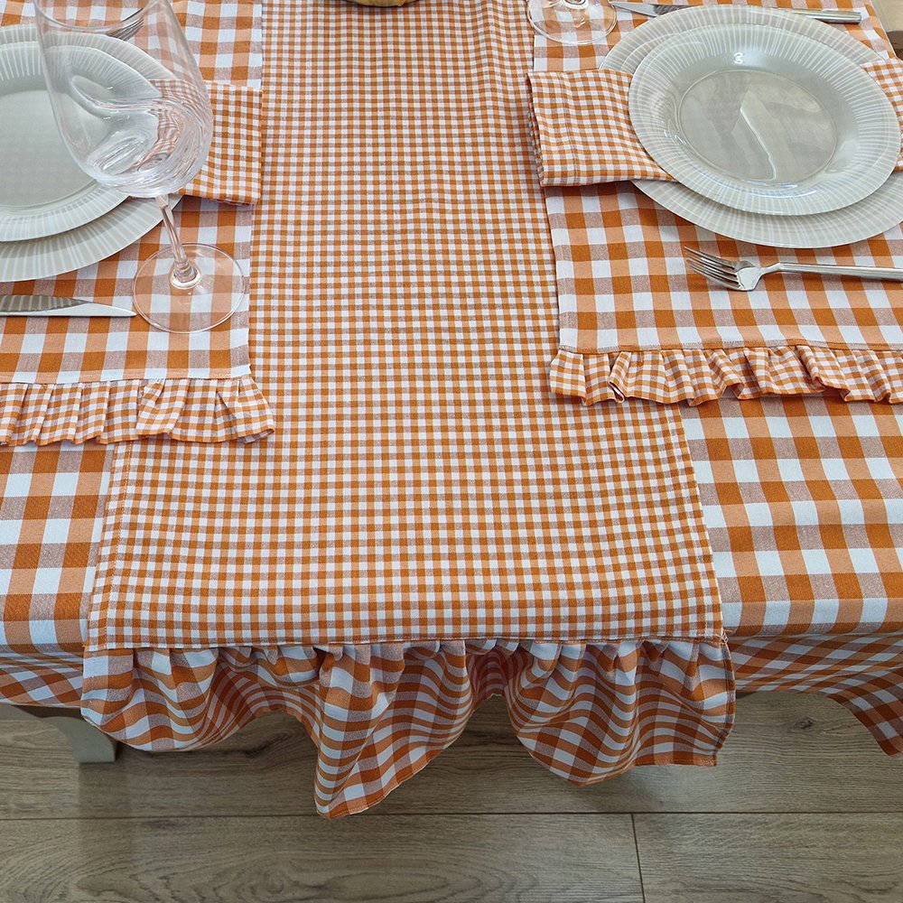 French Luxury Flax Linen Checkered napkins for wedding Embroidered grid Cotton Linen napkin fabric placemat table runner set