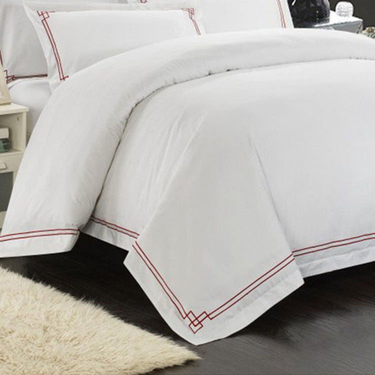 Custom 250 300 400 600 1000 thread count luxury 100% cotton white 4pcs bed sheet hotel bedding sets