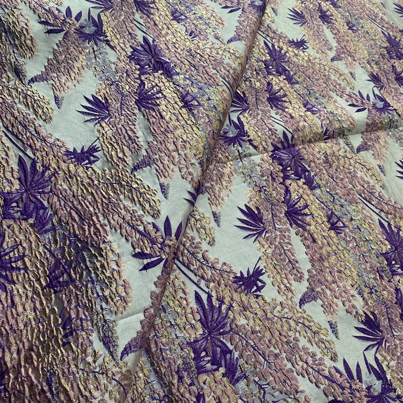 china textile supplier new design customize fashion 3D flower yarn dyed brocade jacquard fabrics for dress