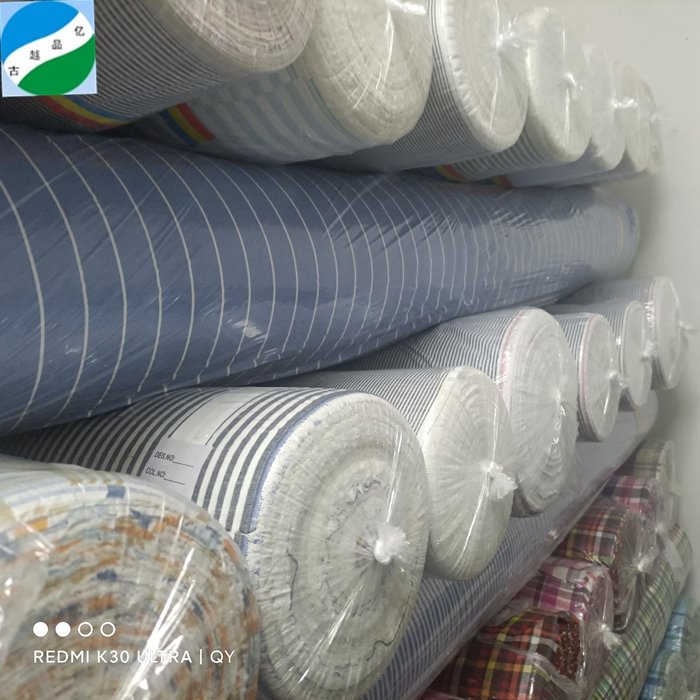 China textiles cotton linen stripe excellent design stock lot fabric for shirt fabric