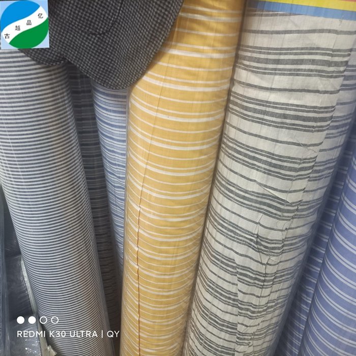 China textiles cotton linen stripe excellent design stock lot fabric for shirt fabric