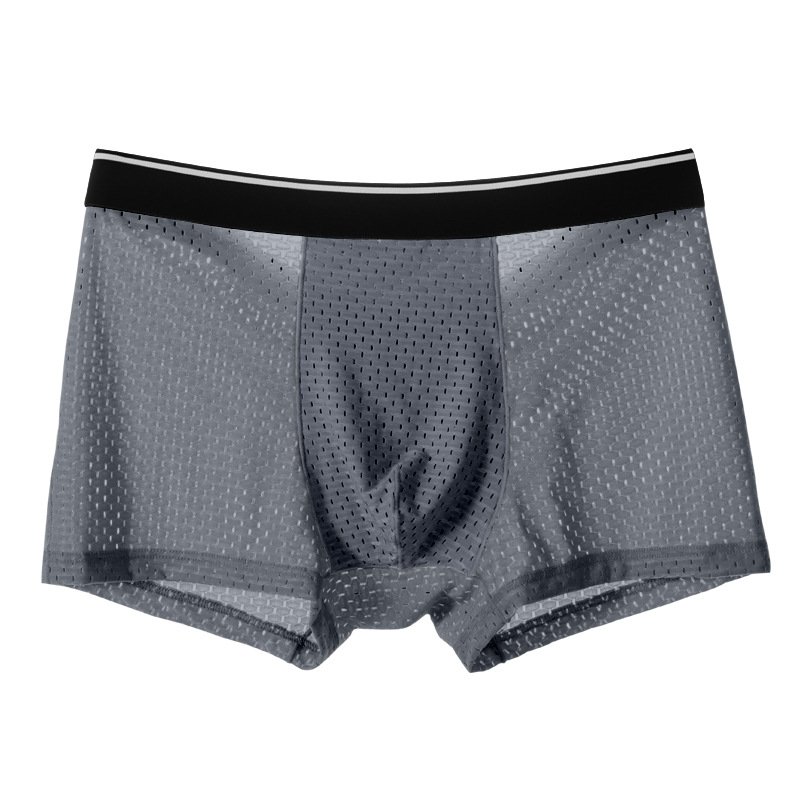 Thin Summer Men's Modal Boxers Ice Silk Bamboo Fiber Mesh Transparent Panties