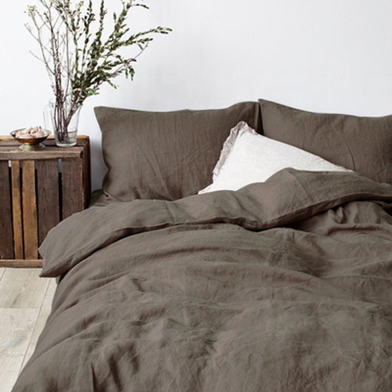 Factory direct sale designers french flax queen size bed sheet bedding set linen california size 34pcs