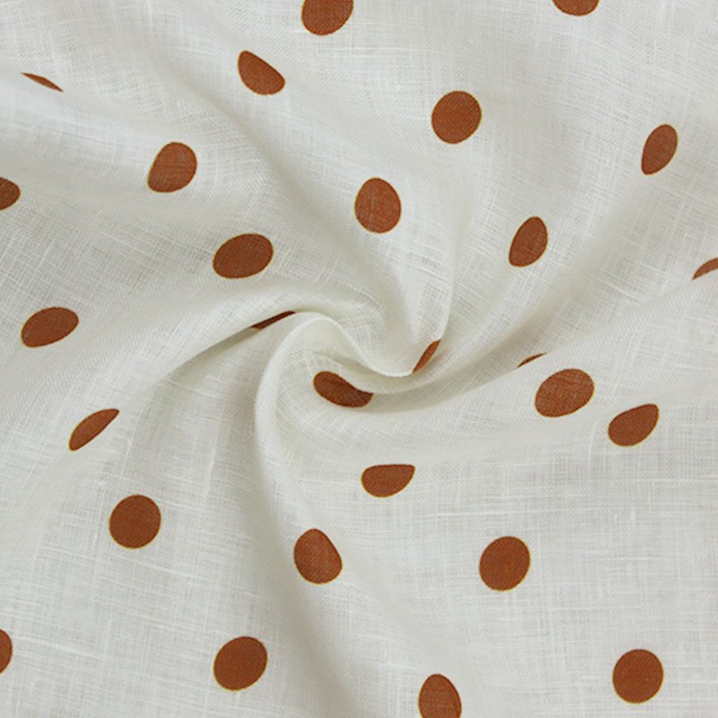 Higher Quality Pure Linen Dot Printed Woven Soft Shirt Dress Fabric