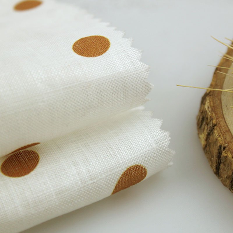 Higher Quality Pure Linen Dot Printed Woven Soft Shirt Dress Fabric