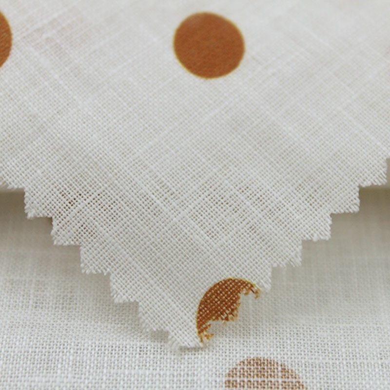 Higher Quality Pure Linen Dot Printed Woven Soft Shirt Dress Fabric