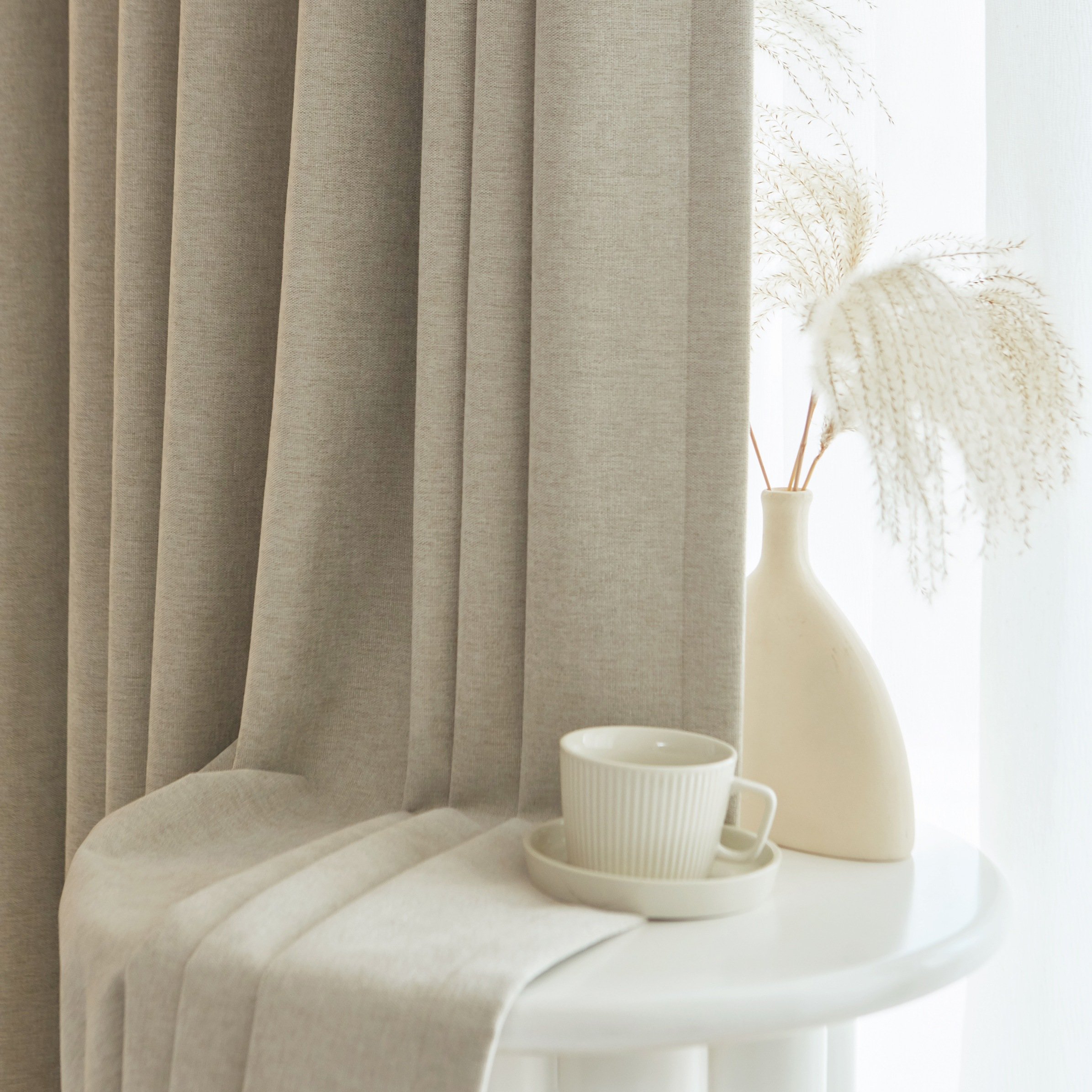 OY12 Chenille Double Faced fabric Full blackout curtain fabric with linen fabric back