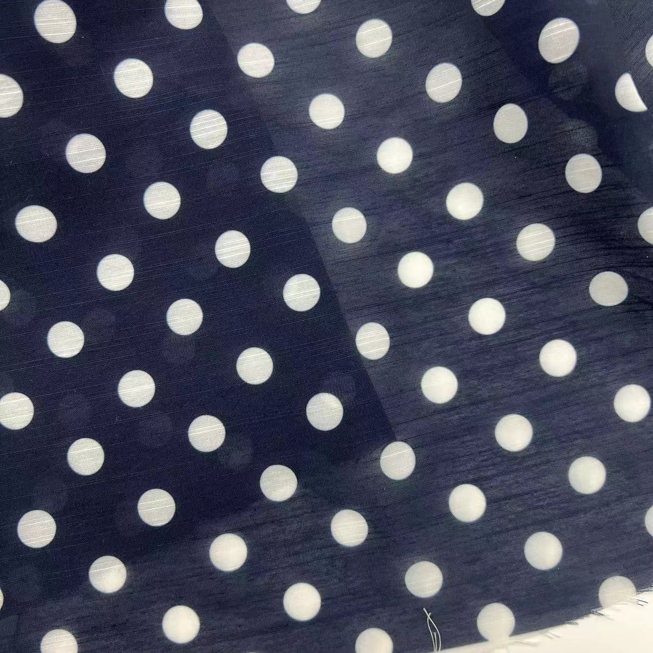 new fashion black dots pattern digital print fabric 100%polyester slubbed linen-like fabric for garment hometextile decorations