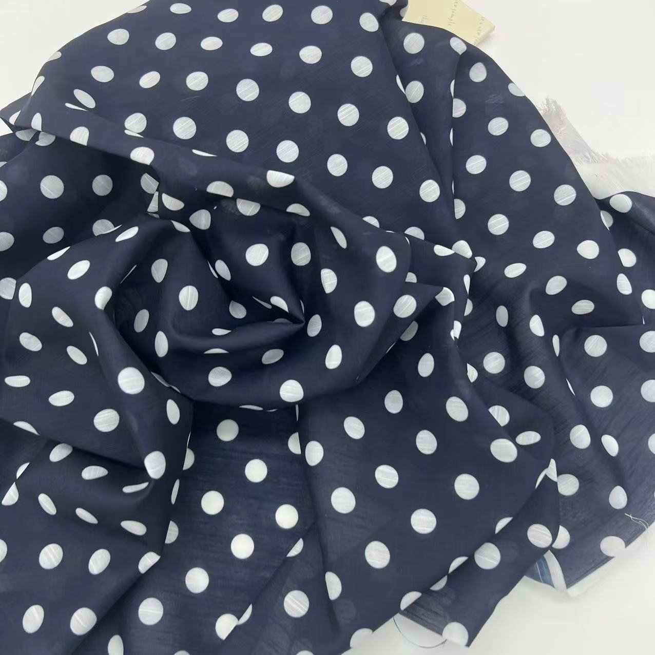 new fashion black dots pattern digital print fabric 100%polyester slubbed linen-like fabric for garment hometextile decorations