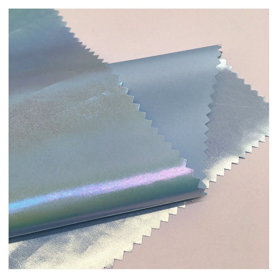 foil printed rainbow color 100% polyester fabric for clothing