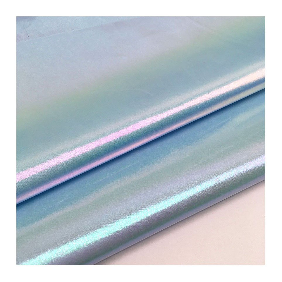 foil printed rainbow color 100% polyester fabric for clothing