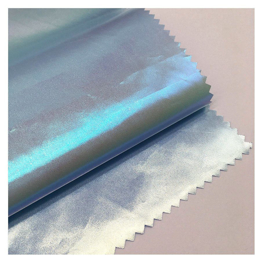 foil printed rainbow color 100% polyester fabric for clothing