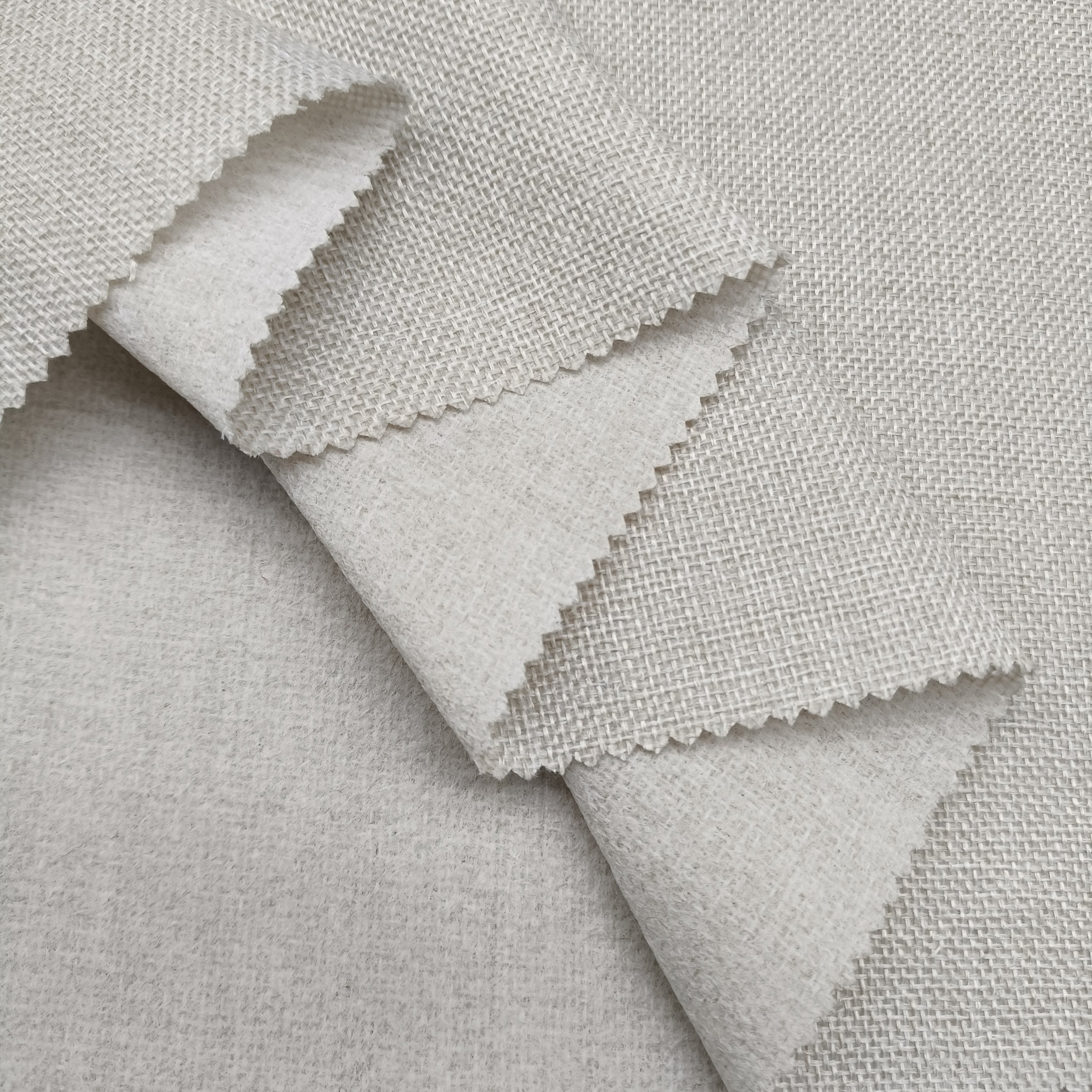 Low MOQ Poly Jute fabric stock lots 100% polyester coated fabric