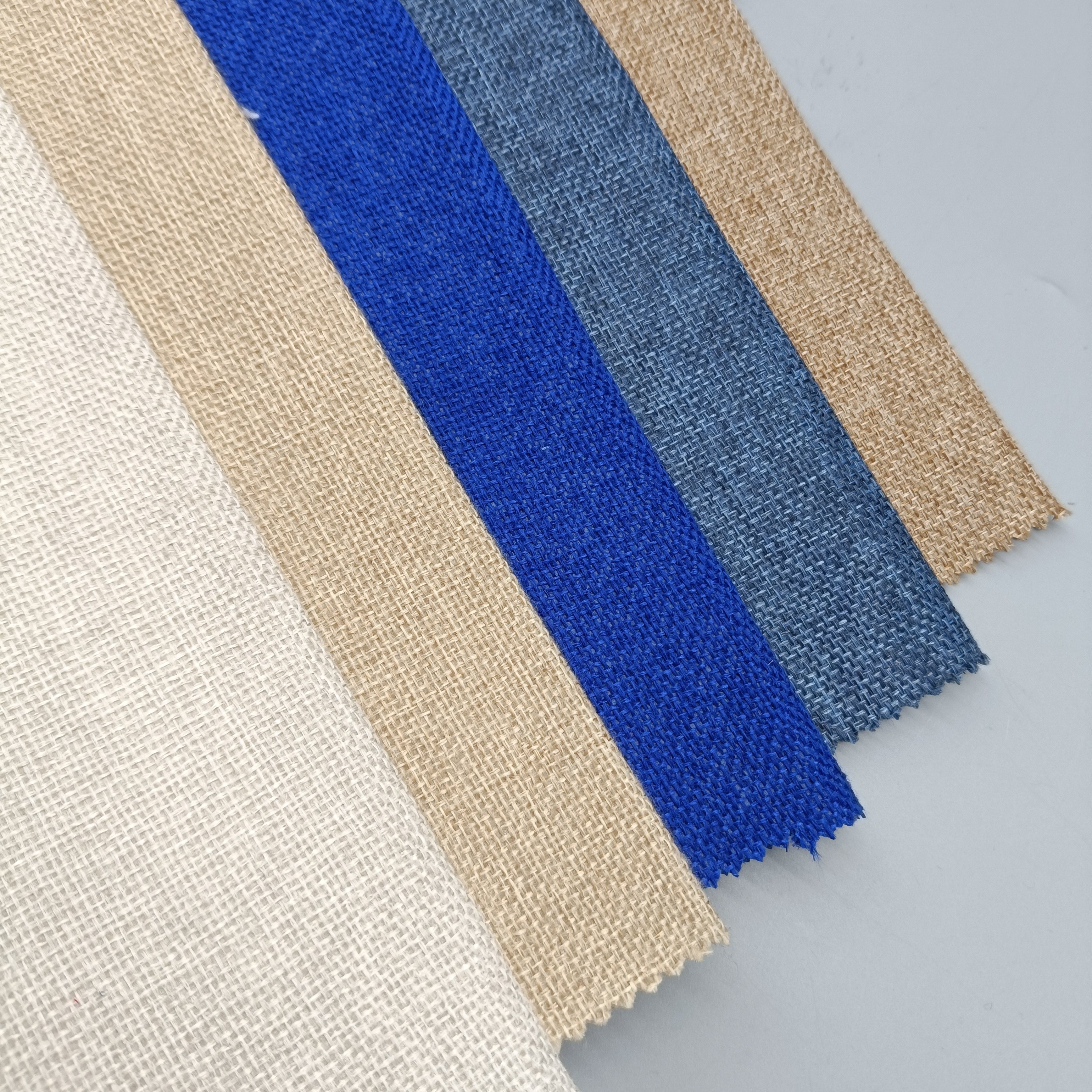 Low MOQ Poly Jute fabric stock lots 100% polyester coated fabric