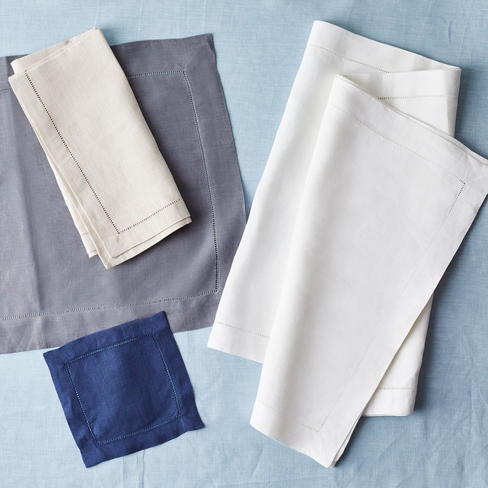 Wholesale 100% Linen hemistitch Napkin Luxury Custom size Organic Flax Table 45x45cm Linens Handmade Simple Patterns