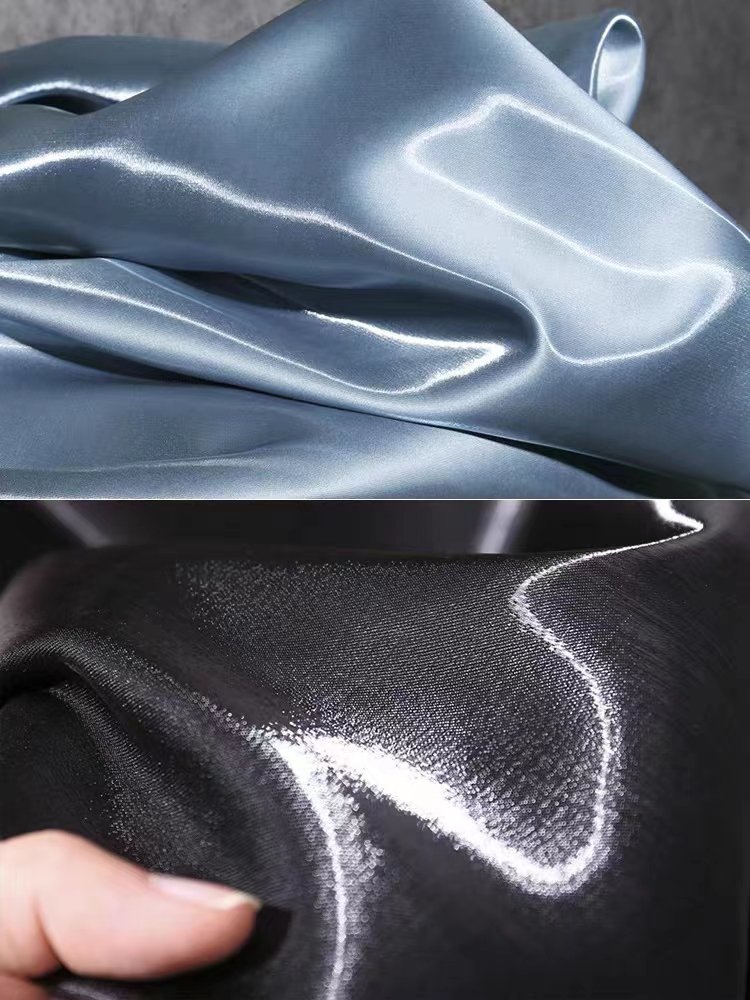 Hot sale wholesale satin shinny liquid soft silky polyester crystal Organza Fabric for blouses/dress