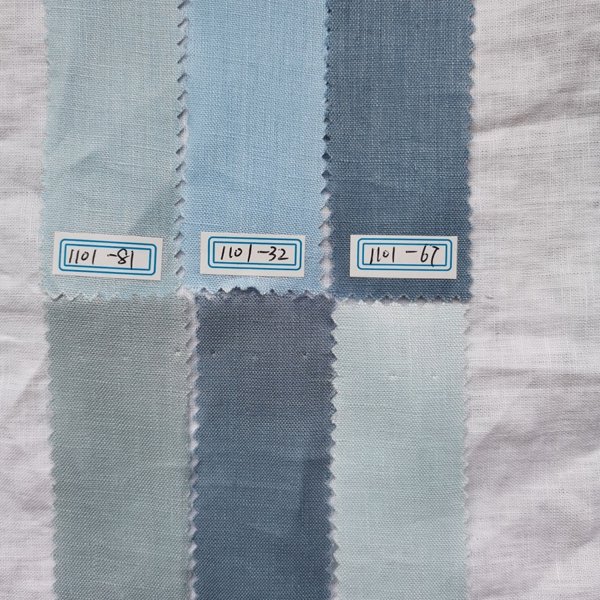 Stocklot 100% Pure Natural Fiber Linen Solid Blue Yellow White Woven sheer french flax fabric for Suiting Garment